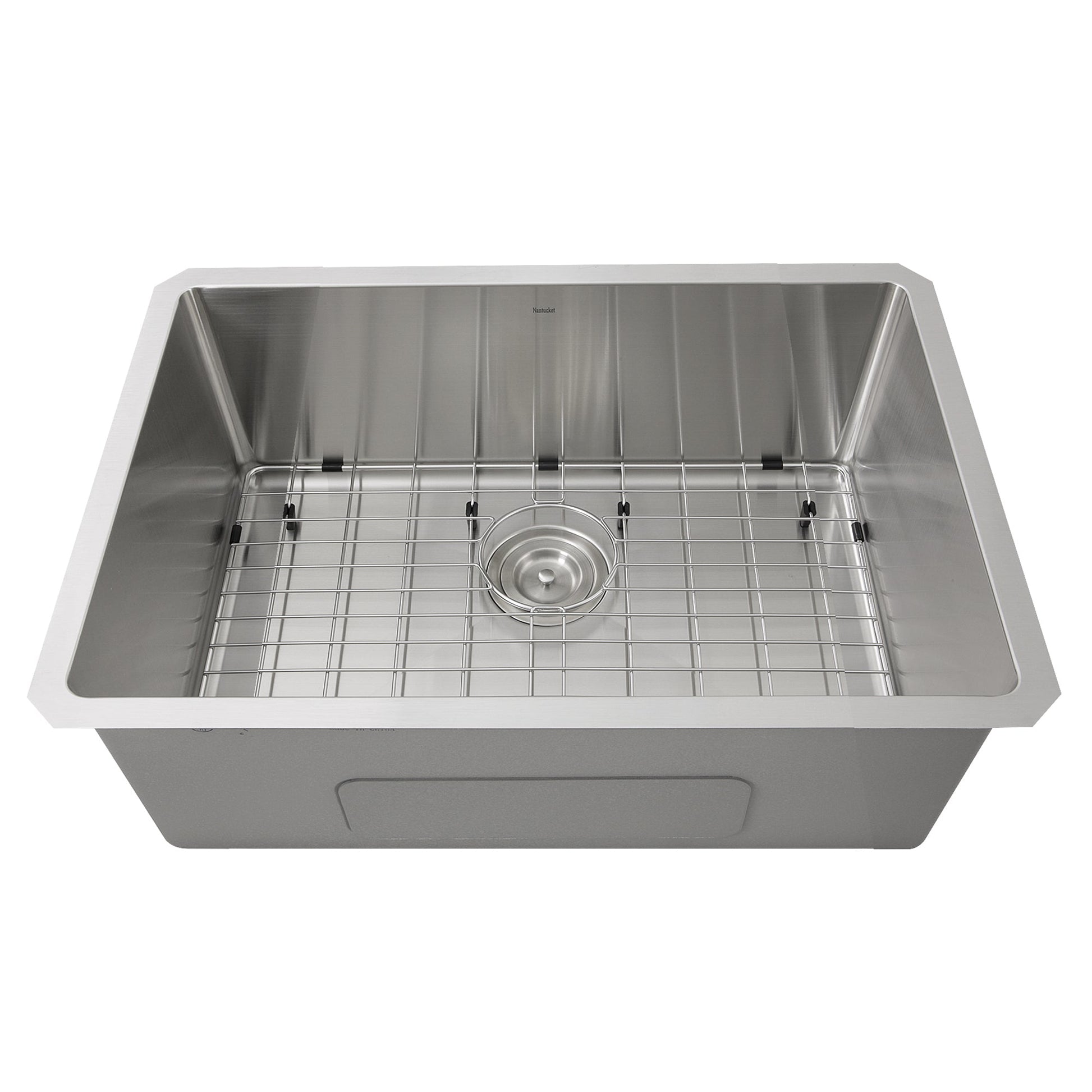 Nantucket Sinks Pro Series 28" Rectangle Undermount Brushed Satin Silver 304 Stainless Steel Single Bowl Small Radius Corners Kitchen Sink