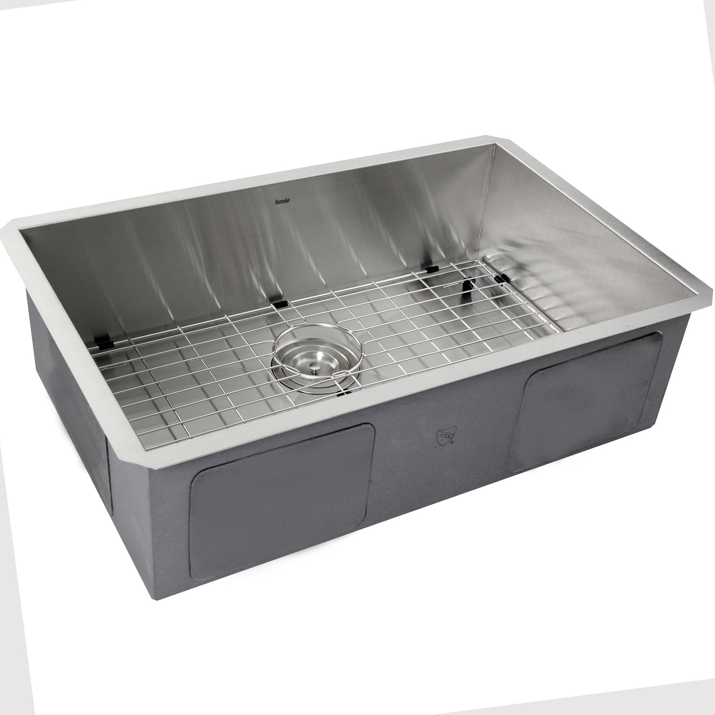 Nantucket Sinks Pro Series 28" Rectangle Undermount Brushed Satin Silver 304 Stainless Steel Single Bowl Zero Radius Kitchen Sink