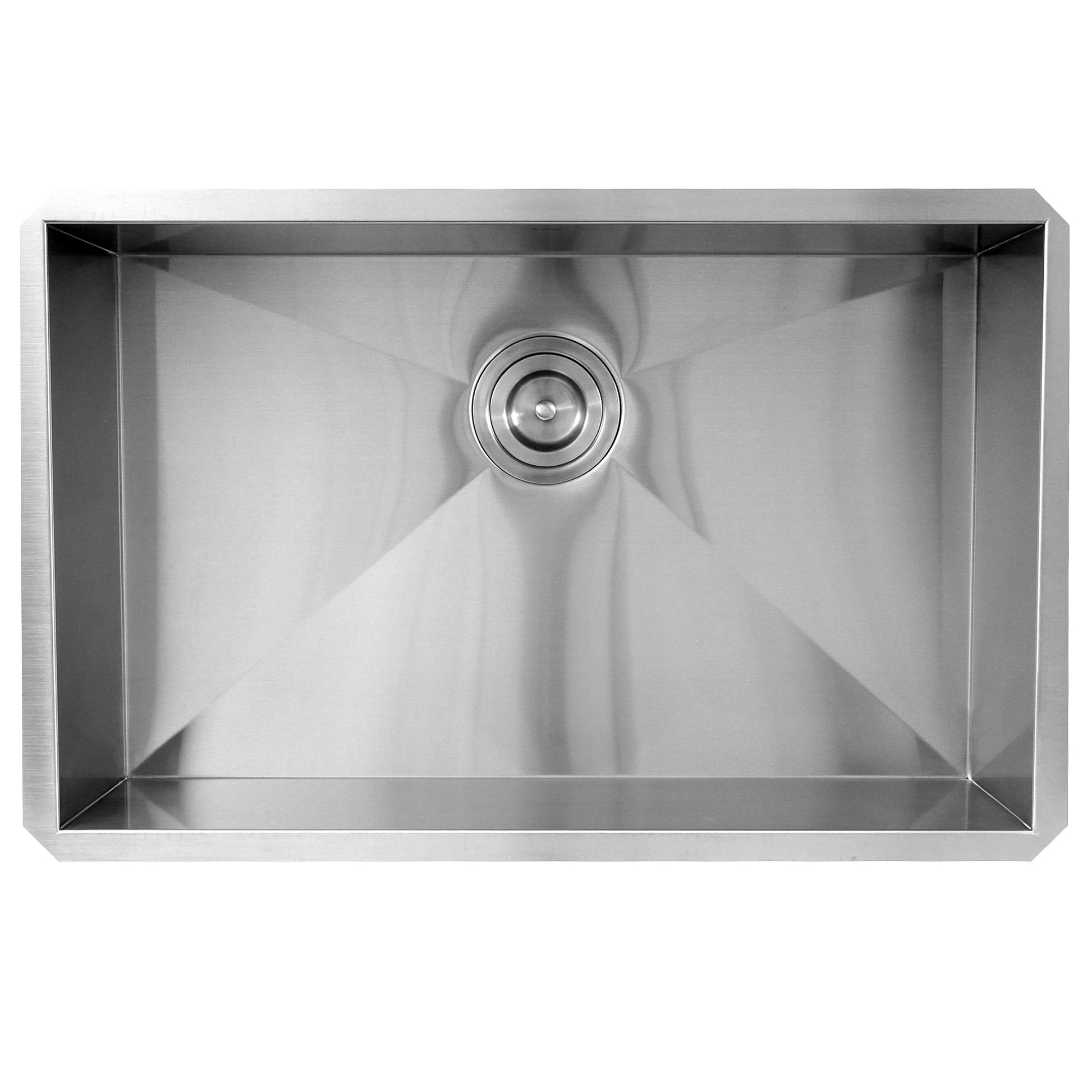 Nantucket Sinks Pro Series 28" Rectangle Undermount Brushed Satin Silver 304 Stainless Steel Single Bowl Zero Radius Kitchen Sink