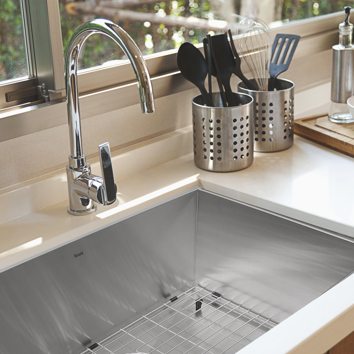 Nantucket Sinks Pro Series 28" Rectangle Undermount Brushed Satin Silver 304 Stainless Steel Single Bowl Zero Radius Kitchen Sink