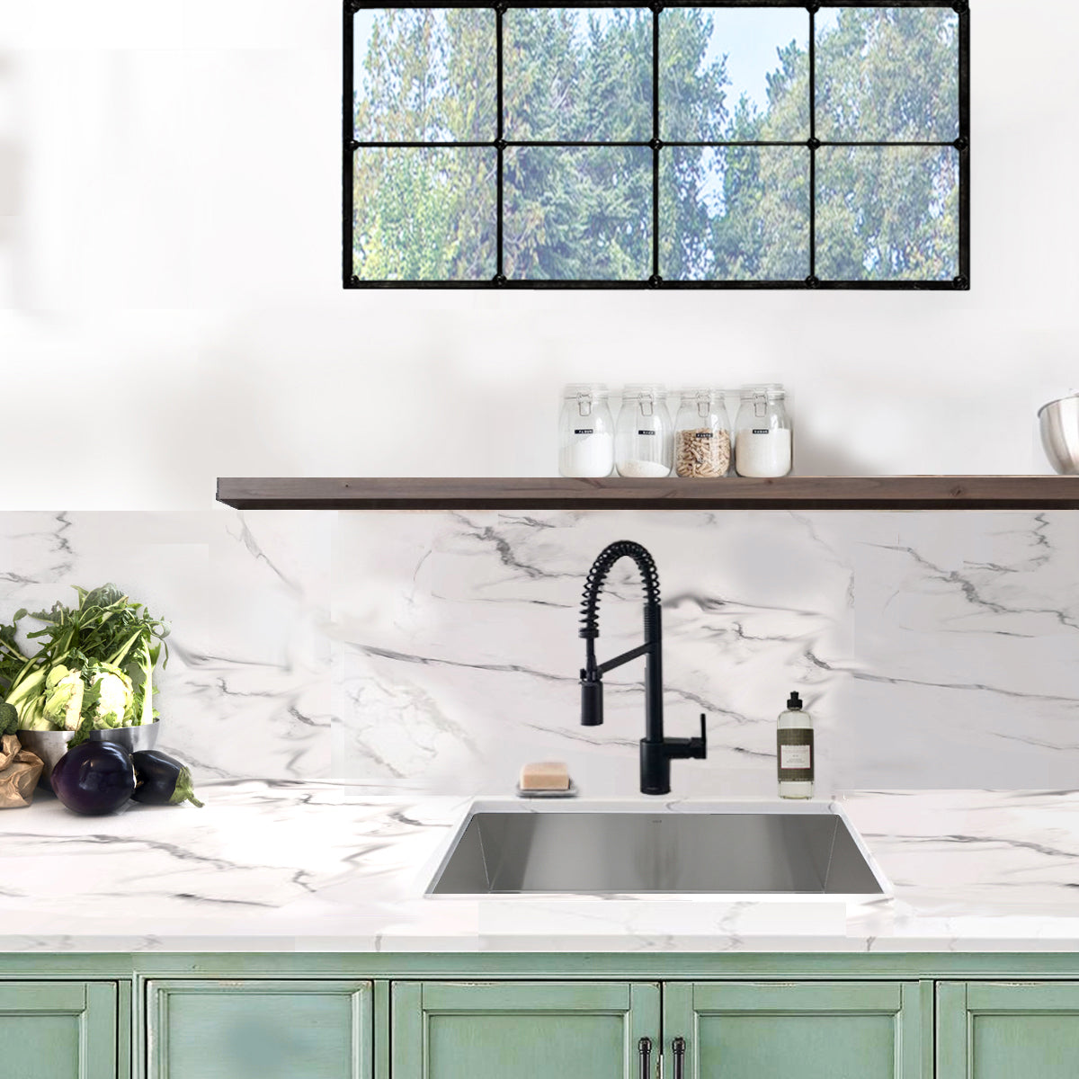 Nantucket Sinks Pro Series 28" Rectangle Undermount Brushed Satin Silver 304 Stainless Steel Single Bowl Zero Radius Kitchen Sink