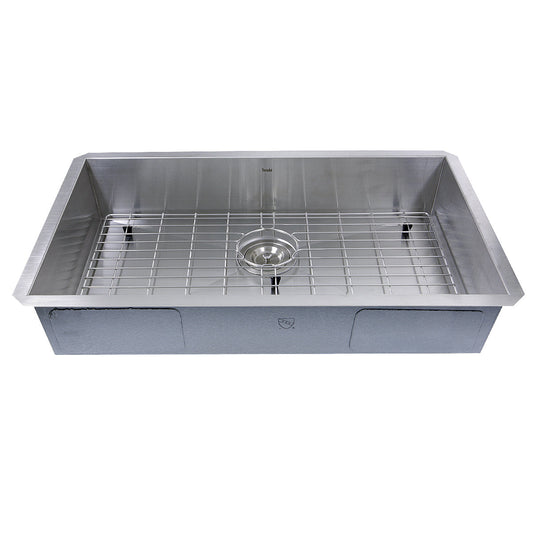 Nantucket Sinks Pro Series 30" Rectangle Undermount Brushed Satin 304 Stainless Steel Single Bowl Zero Radius Kitchen Sink