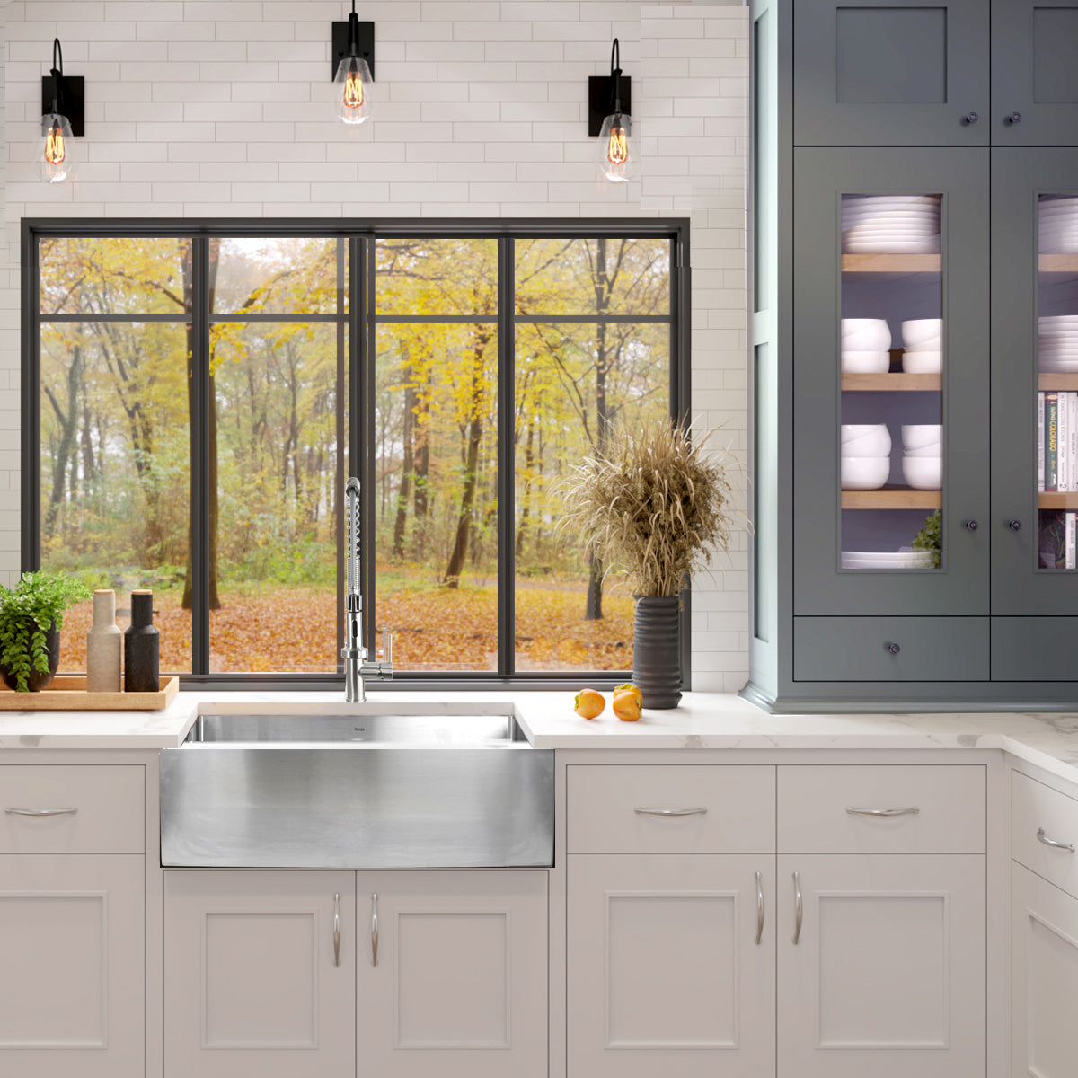 Nantucket Sinks Pro Series 30" Rectangle Undermount Brushed Satin Silver 304 Stainless Steel Single Bowl Farmhouse Apron Kitchen Sink