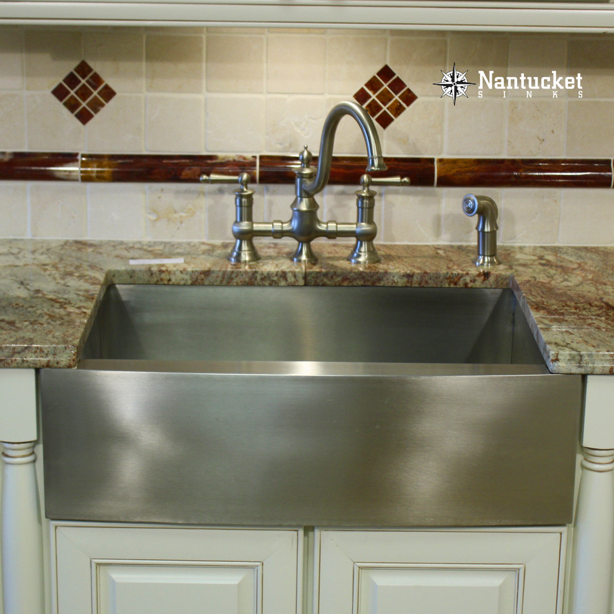 Nantucket Sinks Pro Series 30" Rectangle Undermount Brushed Satin Silver 304 Stainless Steel Single Bowl Farmhouse Apron Kitchen Sink