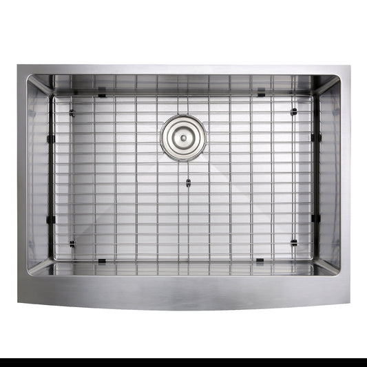 Nantucket Sinks Pro Series 30" Rectangle Undermount Brushed Satin Silver 304 Stainless Steel Single Bowl Farmhouse Apron Kitchen Sink