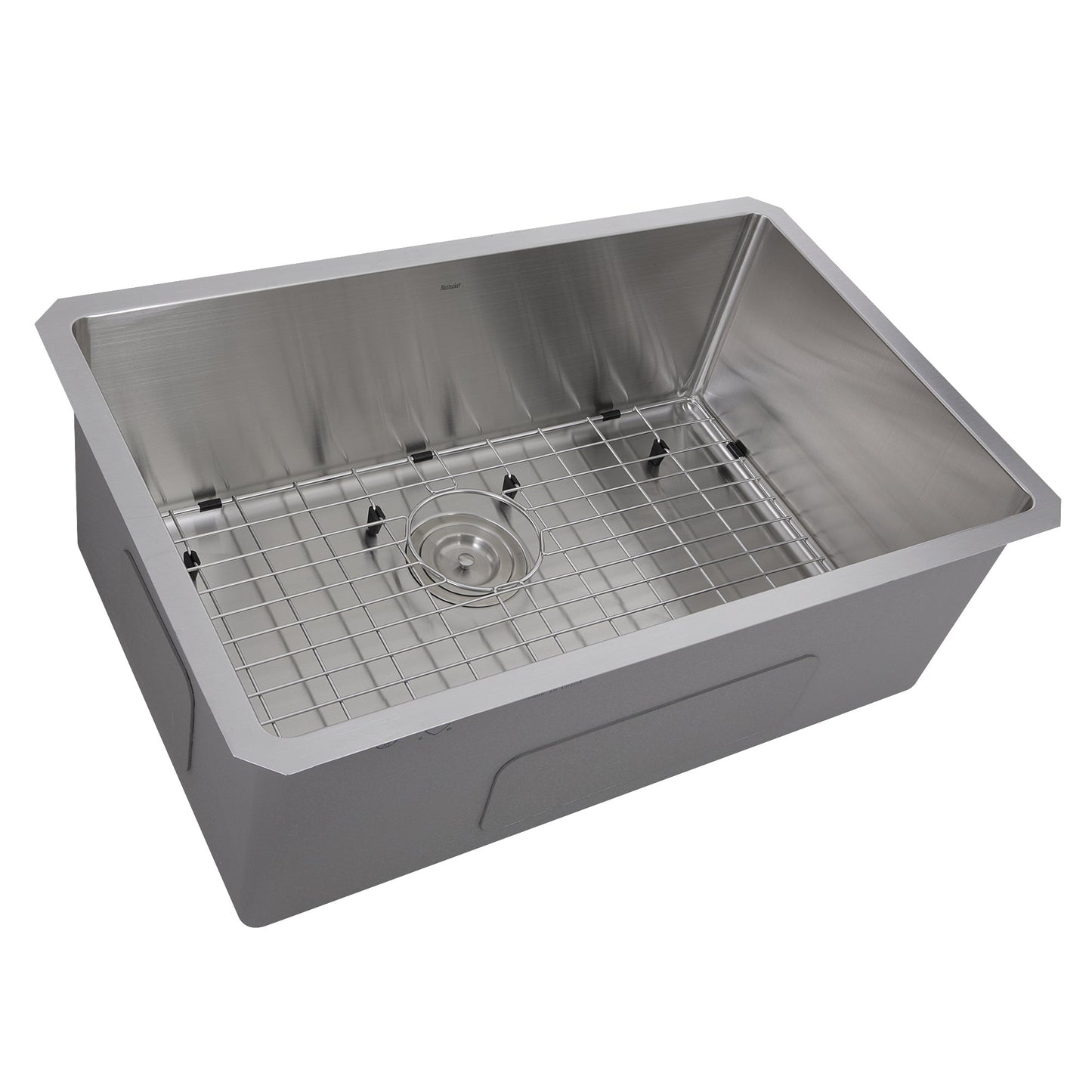Nantucket Sinks Pro Series 30" Rectangle Undermount Brushed Satin Silver 304 Stainless Steel Single Bowl Small Radius Corners Kitchen Sink