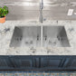 Nantucket Sinks Pro Series 32" Rectangle Undermount Brushed Satin Silver 304 Stainless Steel 55/45 Offset Double Bowl Zero Radius Kitchen Sink