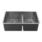 Nantucket Sinks Pro Series 32" Rectangle Undermount Brushed Satin Silver 304 Stainless Steel 60/40 Offset Double Bowl Small Radius Kitchen Sink