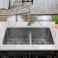 Nantucket Sinks Pro Series 32" Rectangle Undermount Brushed Satin Silver 304 Stainless Steel 60/40 Offset Double Bowl Small Radius Kitchen Sink