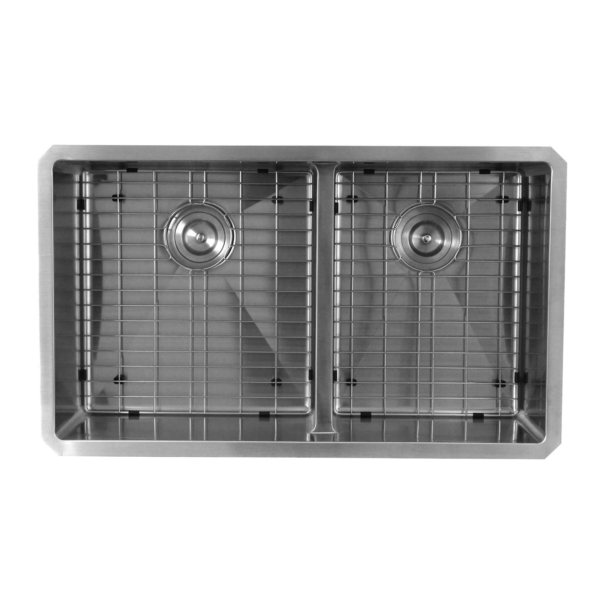 Nantucket Sinks Pro Series 32" Rectangle Undermount Brushed Satin Silver 304 Stainless Steel 60/40 Offset Double Bowl Small Radius Kitchen Sink