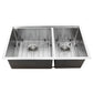 Nantucket Sinks Pro Series 32" Rectangle Undermount Brushed Satin Silver 304 Stainless Steel Offset Double Bowl Small Radius Kitchen Sink With Accessories