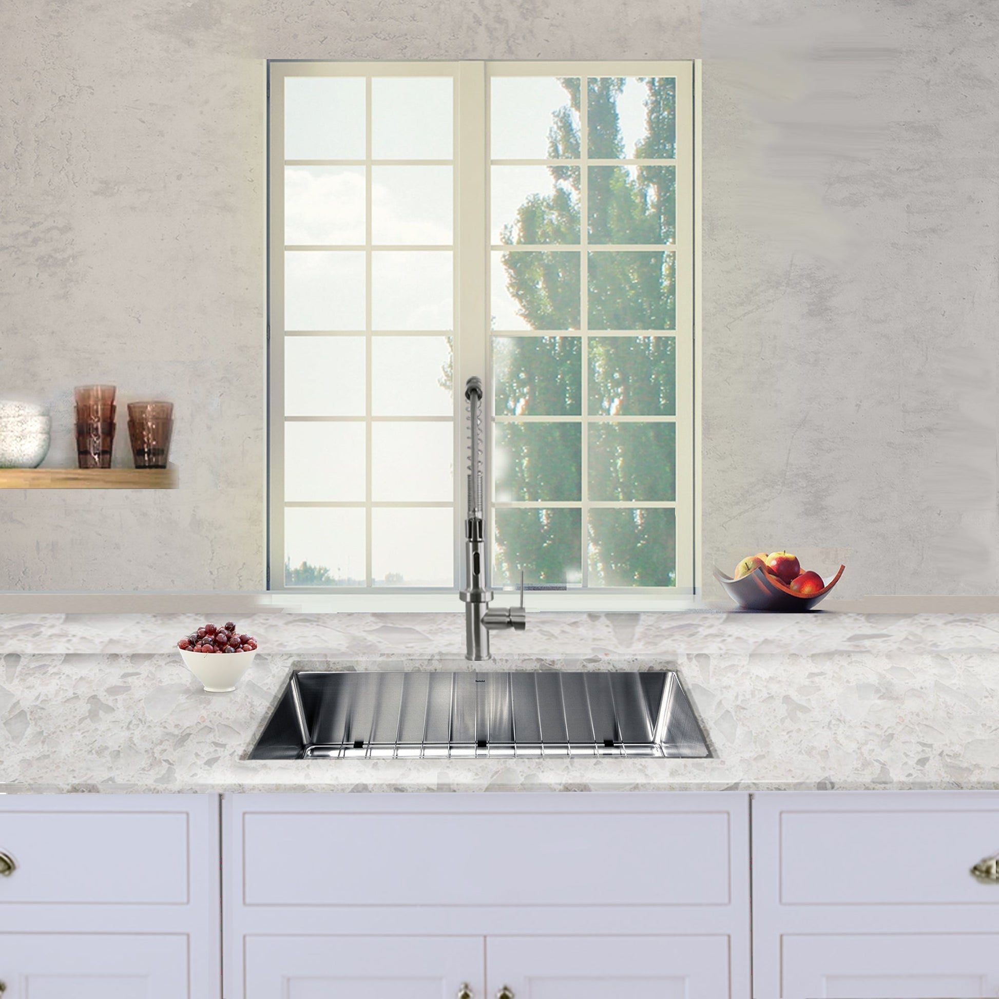 Nantucket Sinks Pro Series 32" Rectangle Undermount Brushed Satin Silver 304 Stainless Steel Single Bowl Small Radius Corners Kitchen Sink