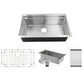 Nantucket Sinks Pro Series 32" Rectangle Undermount Brushed Satin Silver 304 Stainless Steel Single Bowl Small Radius Kitchen Sink With Accessories