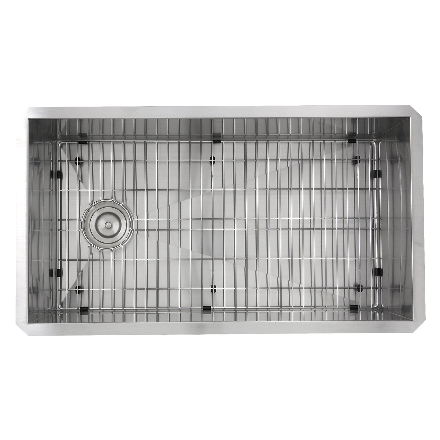 Nantucket Sinks Pro Series 32" Rectangle Undermount Brushed Satin Silver 304 Stainless Steel Single Bowl Small Radius Kitchen Sink With Offset Drain