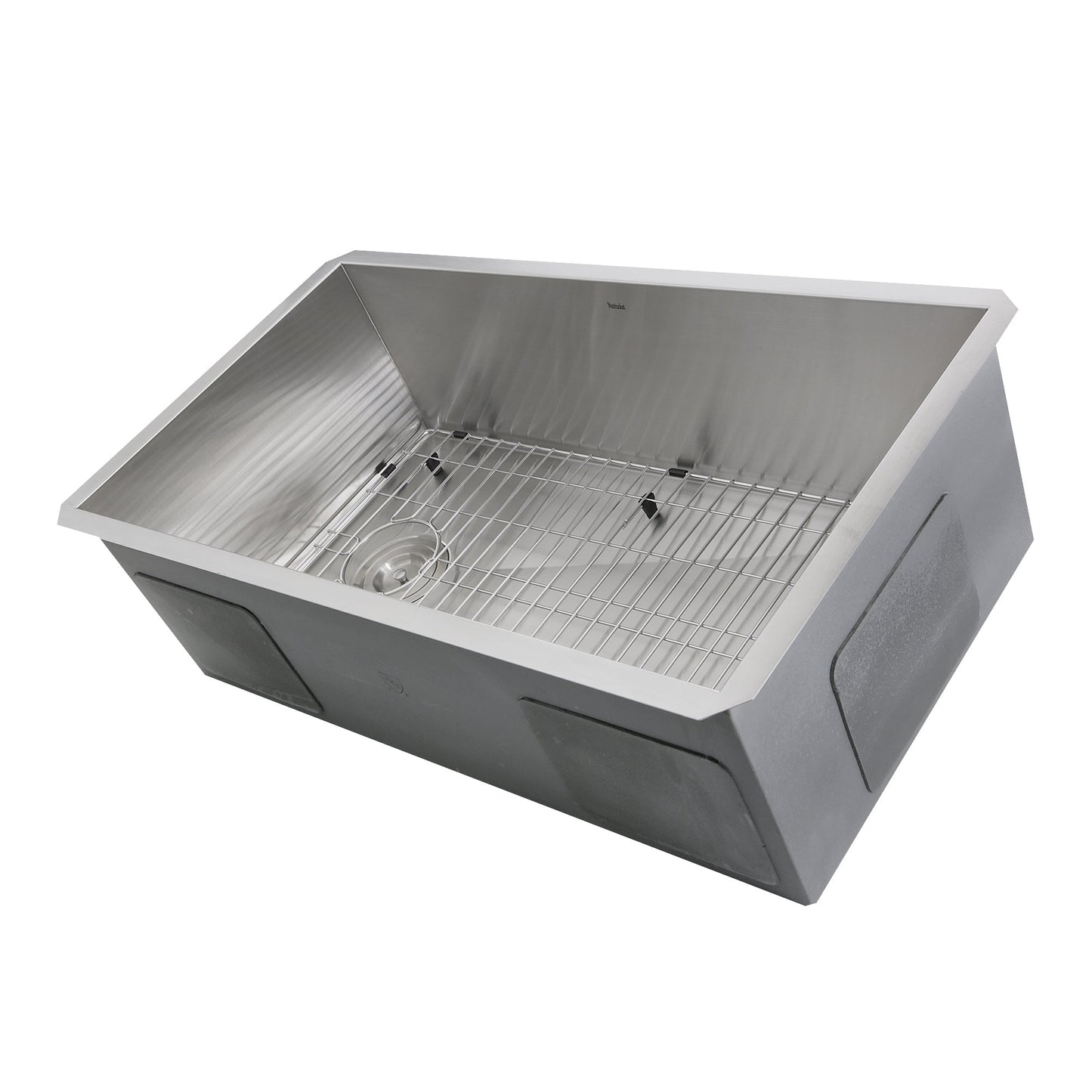 Nantucket Sinks Pro Series 32" Rectangle Undermount Brushed Satin Silver 304 Stainless Steel Single Bowl Small Radius Kitchen Sink With Offset Drain