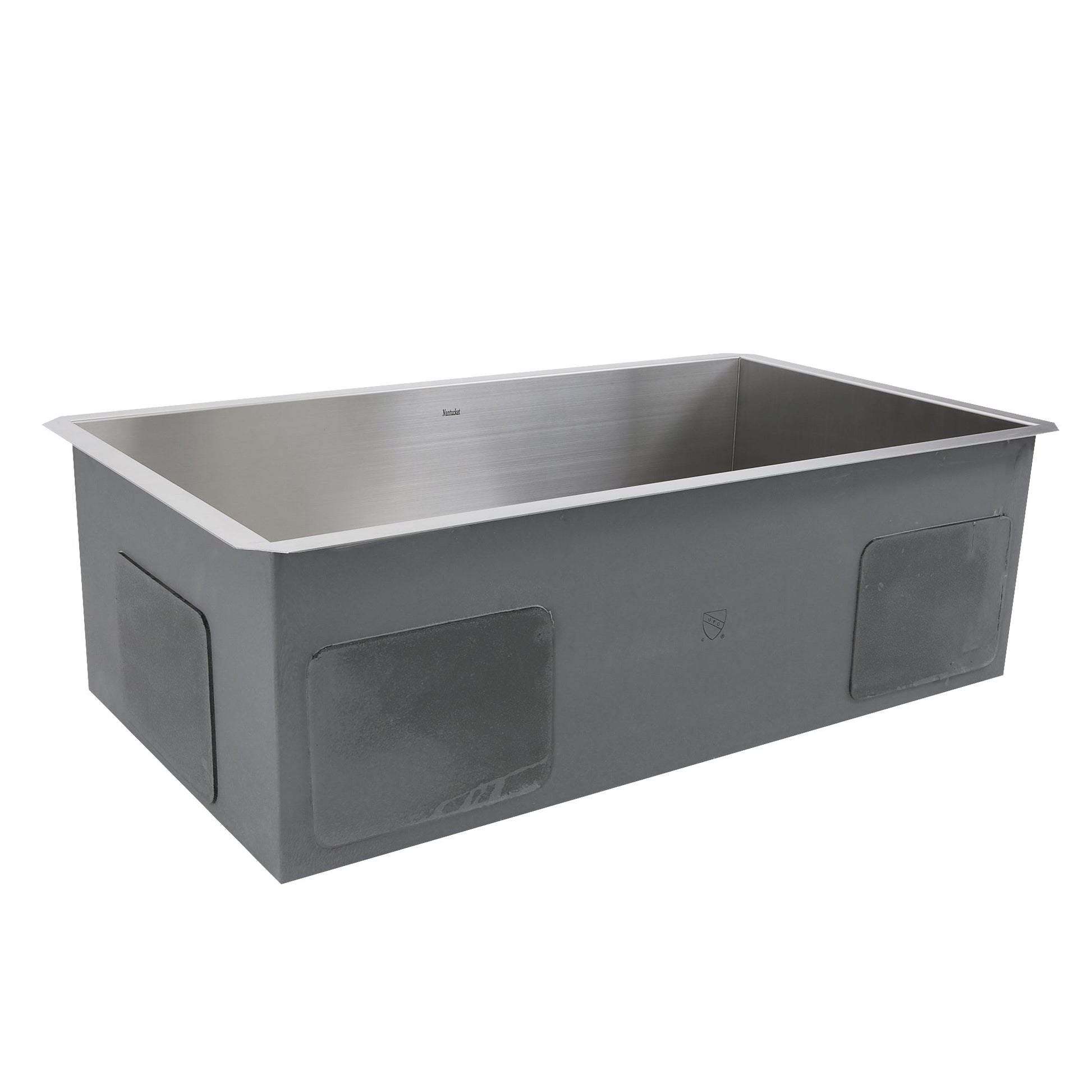 Nantucket Sinks Pro Series 32" Rectangle Undermount Brushed Satin Silver 304 Stainless Steel Single Bowl Small Radius Kitchen Sink With Offset Drain
