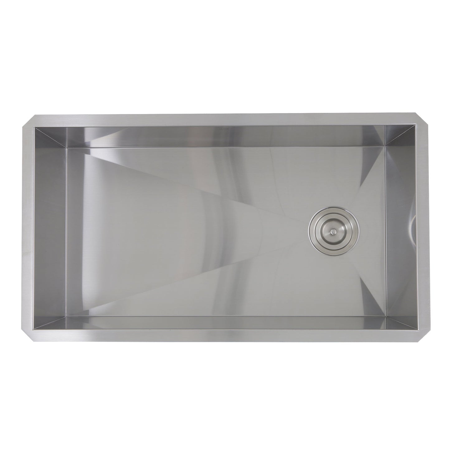 Nantucket Sinks Pro Series 32" Rectangle Undermount Brushed Satin Silver 304 Stainless Steel Single Bowl Small Radius Kitchen Sink With Offset Drain