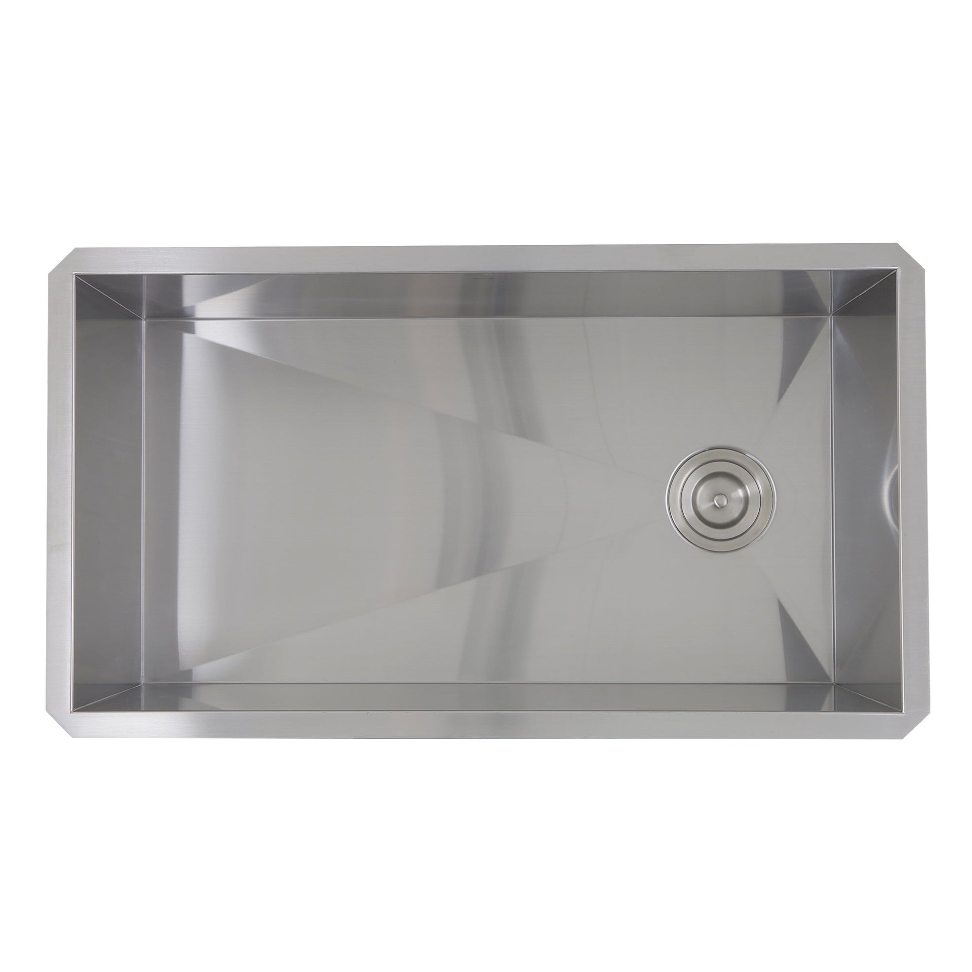 Nantucket Sinks Pro Series 32" Rectangle Undermount Brushed Satin Silver 304 Stainless Steel Single Bowl Small Radius Kitchen Sink With Offset Drain