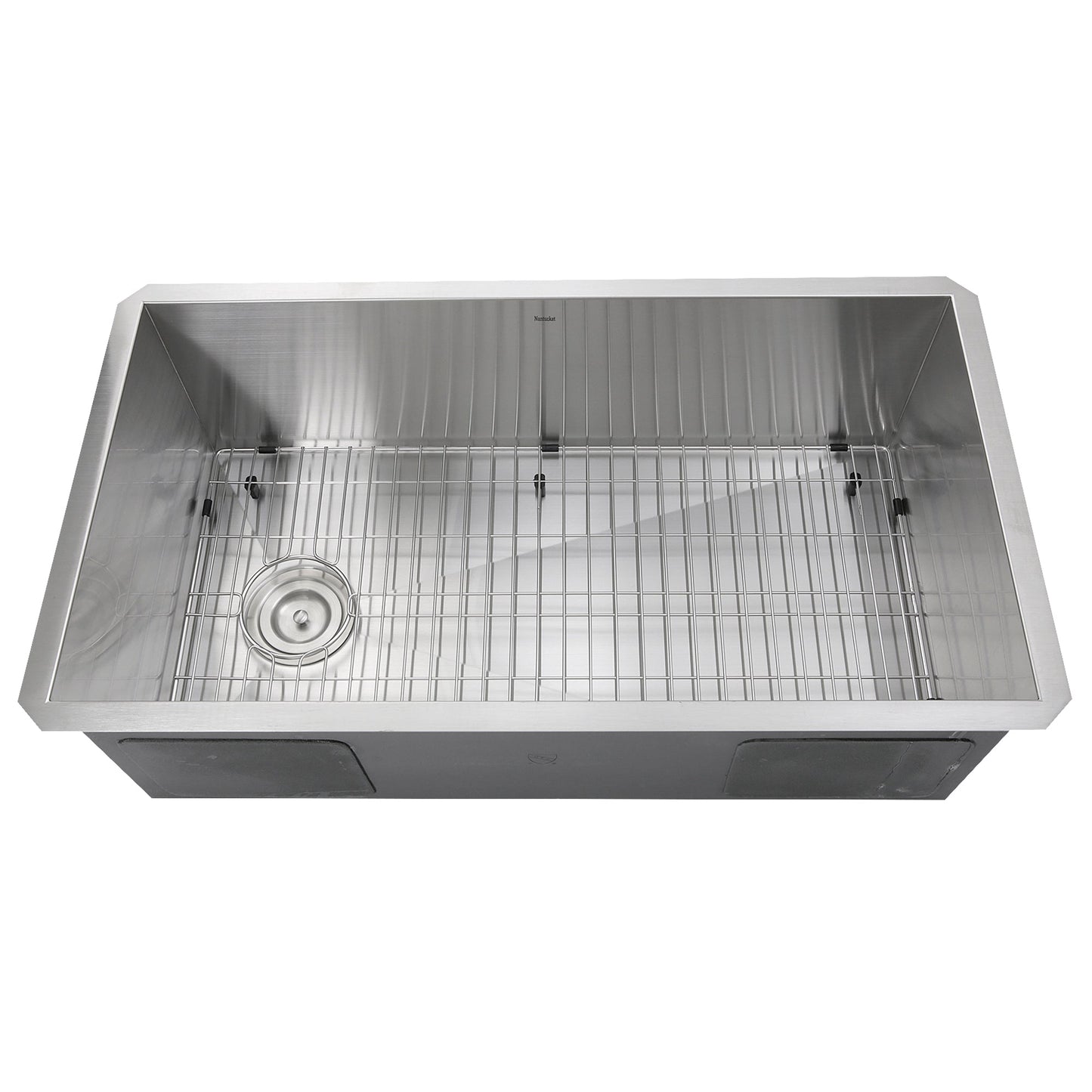 Nantucket Sinks Pro Series 32" Rectangle Undermount Brushed Satin Silver 304 Stainless Steel Single Bowl Small Radius Kitchen Sink With Offset Drain
