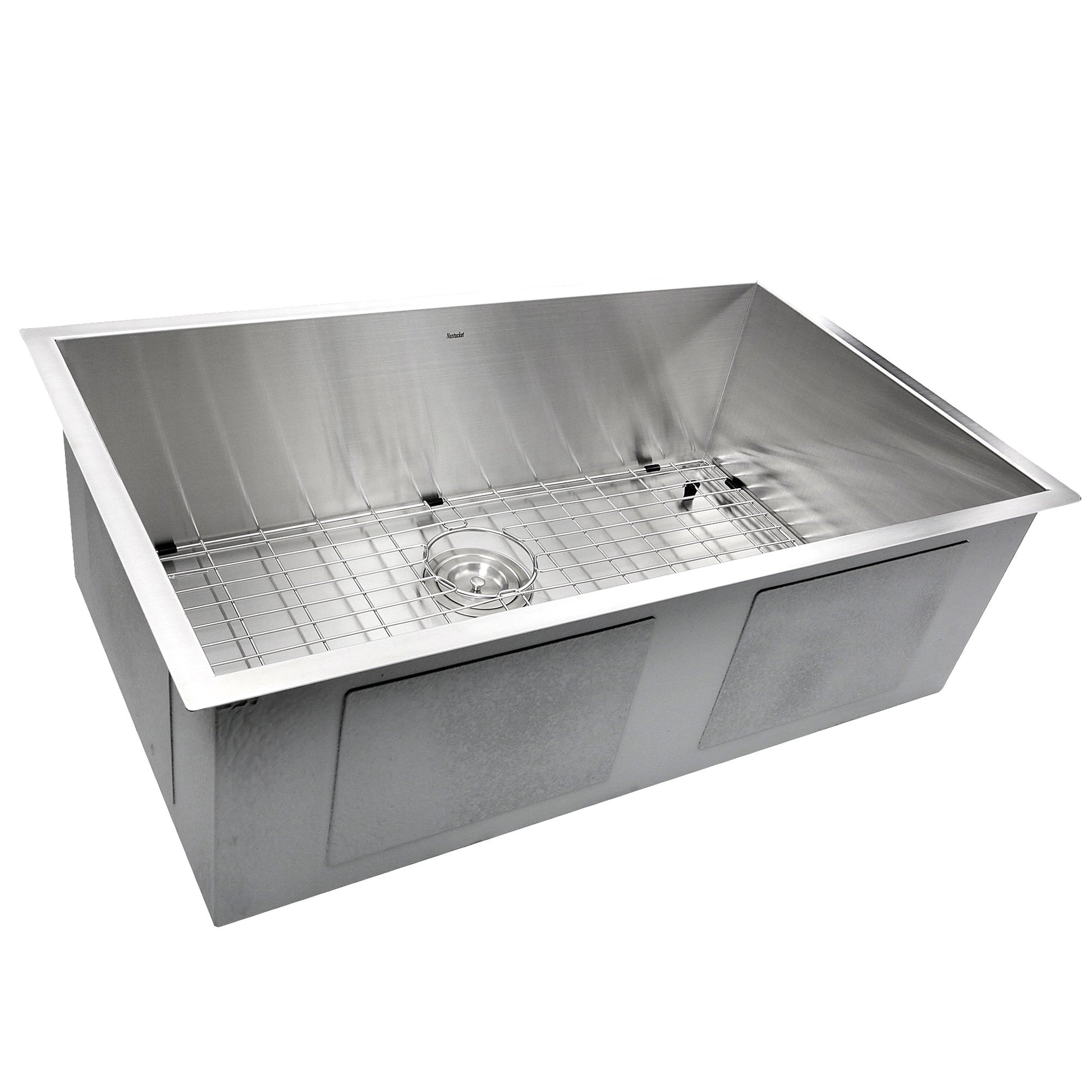 Nantucket Sinks Pro Series 32" Rectangle Undermount Brushed Satin Silver 304 Stainless Steel Single Bowl Zero Radius Kitchen Sink