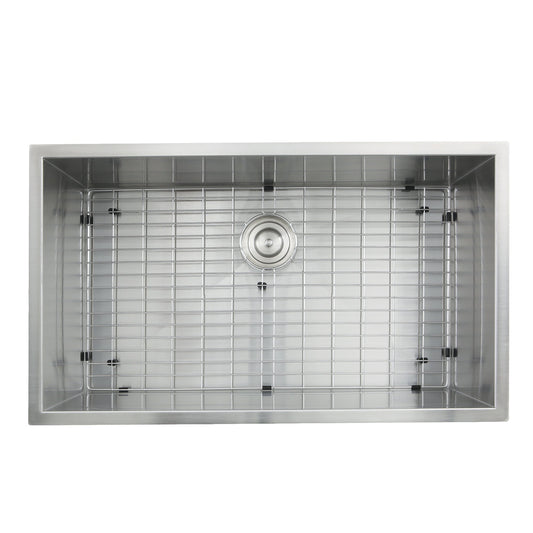 Nantucket Sinks Pro Series 32" Rectangle Undermount Brushed Satin Silver 304 Stainless Steel Single Bowl Zero Radius Kitchen Sink