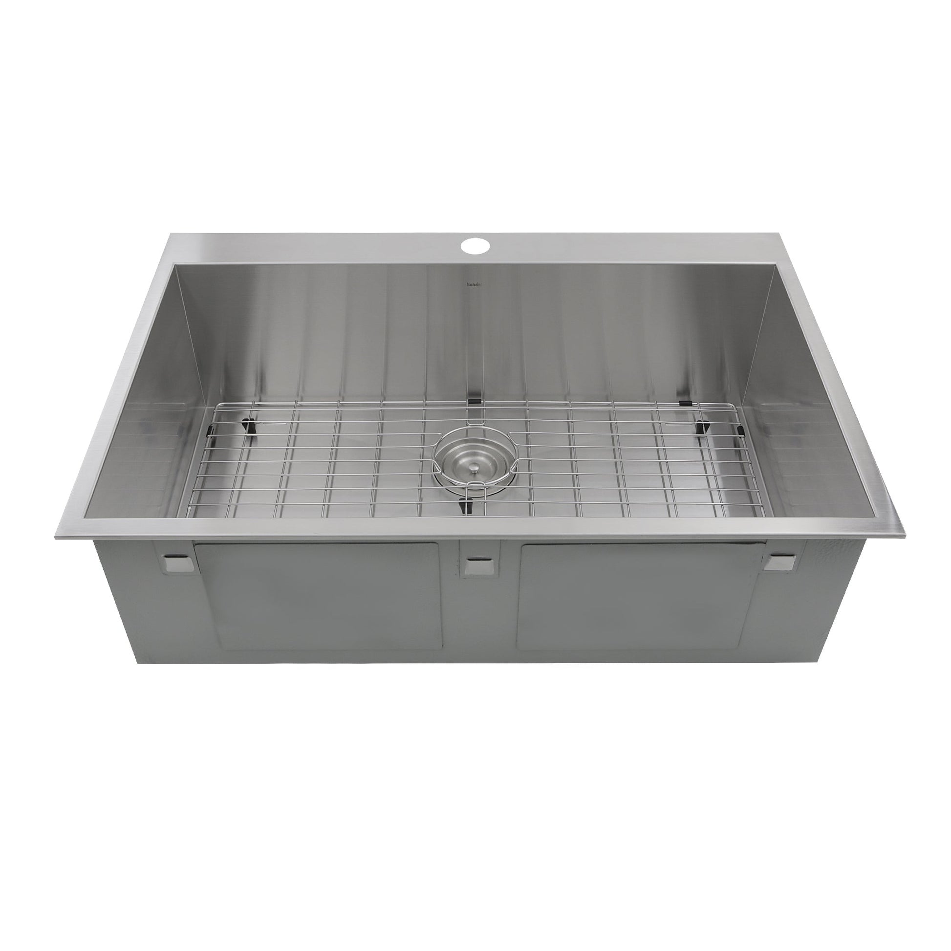 Nantucket Sinks Pro Series 33" Rectangle Drop-in Brushed Satin Silver 304 Stainless Steel Single Bowl Zero Radius 16-Gauge 1-Hole Kitchen Sink