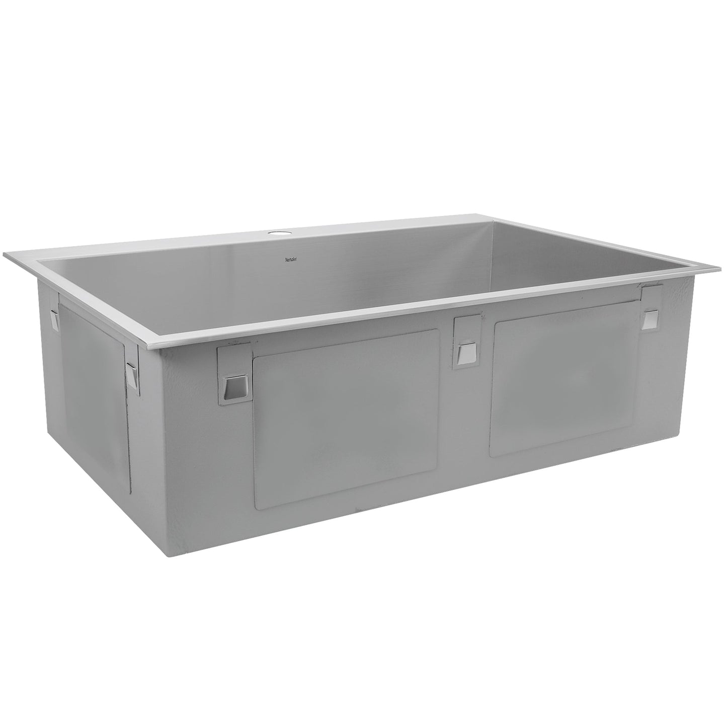 Nantucket Sinks Pro Series 33" Rectangle Drop-in Brushed Satin Silver 304 Stainless Steel Single Bowl Zero Radius 16-Gauge 1-Hole Kitchen Sink