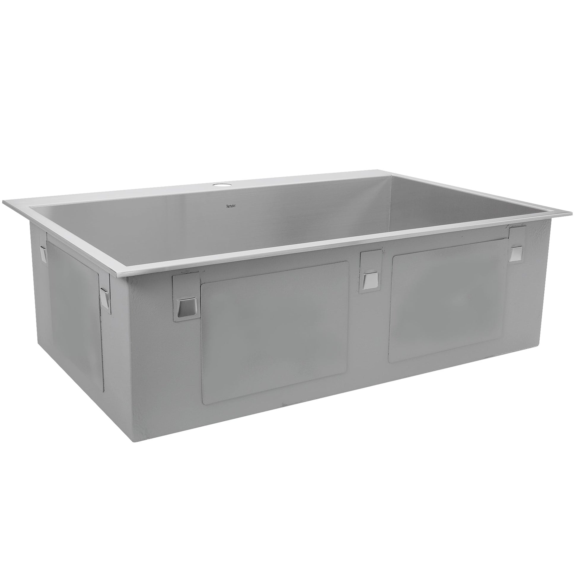 Nantucket Sinks Pro Series 33" Rectangle Drop-in Brushed Satin Silver 304 Stainless Steel Single Bowl Zero Radius 16-Gauge 1-Hole Kitchen Sink