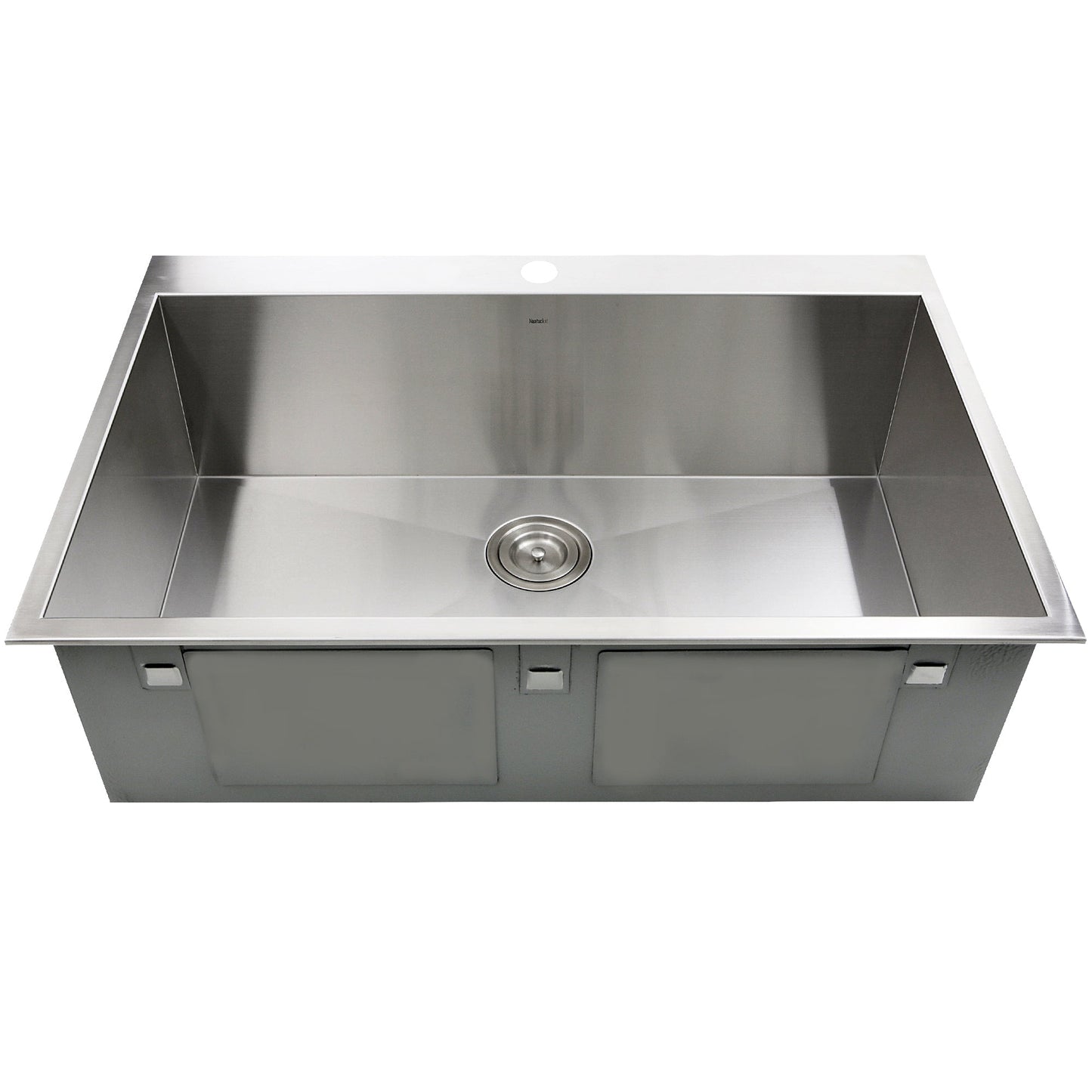 Nantucket Sinks Pro Series 33" Rectangle Drop-in Brushed Satin Silver 304 Stainless Steel Single Bowl Zero Radius 16-Gauge 1-Hole Kitchen Sink