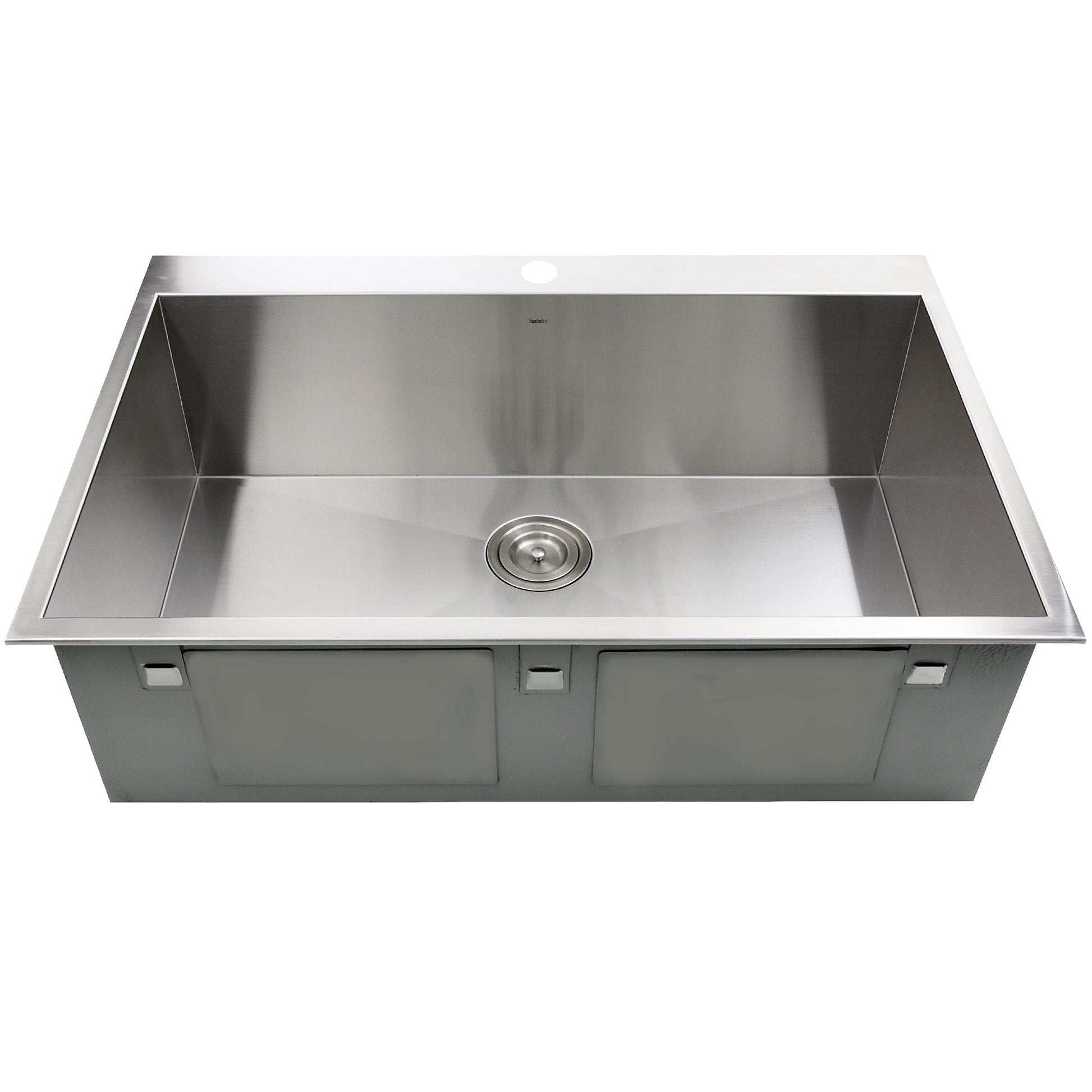 Nantucket Sinks Pro Series 33" Rectangle Drop-in Brushed Satin Silver 304 Stainless Steel Single Bowl Zero Radius 16-Gauge 1-Hole Kitchen Sink
