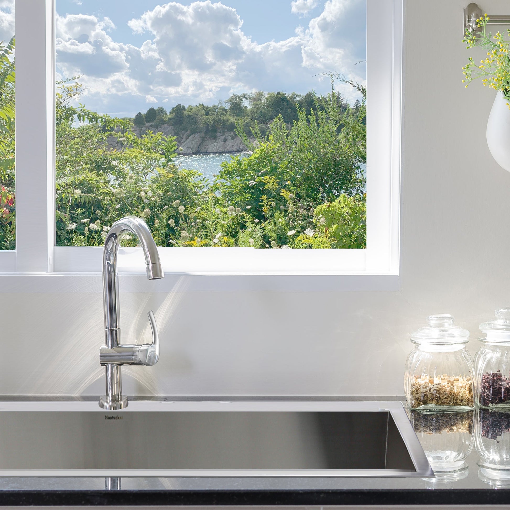 Nantucket Sinks Pro Series 33" Rectangle Drop-in Brushed Satin Silver 304 Stainless Steel Single Bowl Zero Radius 16-Gauge 1-Hole Kitchen Sink