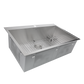 Nantucket Sinks Pro Series 33" Rectangle Drop-in Brushed Satin Silver 304 Stainless Steel Single Bowl Zero Radius 16-Gauge 3-Hole Kitchen Sink