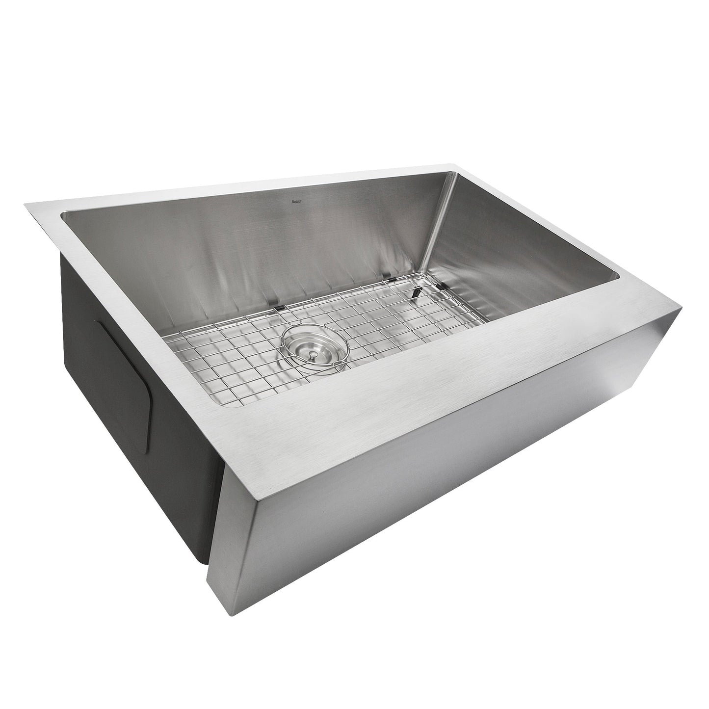 Nantucket Sinks Pro Series 33" Rectangle Undermount Brushed Satin 304 Stainless Steel Single Bowl Patented Design Apron Kitchen Sink