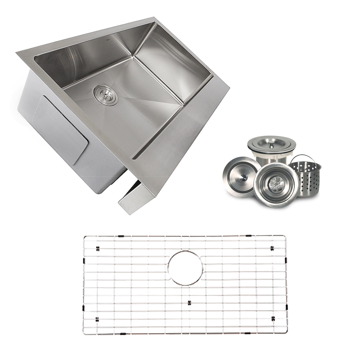 Nantucket Sinks Pro Series 33" Rectangle Undermount Brushed Satin 304 Stainless Steel Single Bowl Patented Design Kitchen Sink With 5.5-Inch Apron Front