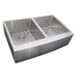 Nantucket Sinks Pro Series 33" Rectangle Undermount Brushed Satin Silver 304 Stainless Steel Double Bowl Farmhouse Apron Kitchen Sink