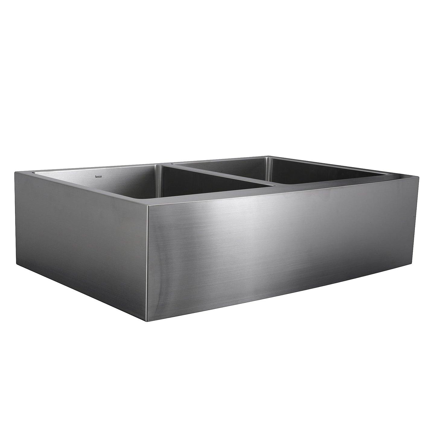 Nantucket Sinks Pro Series 33" Rectangle Undermount Brushed Satin Silver 304 Stainless Steel Double Bowl Farmhouse Apron Kitchen Sink