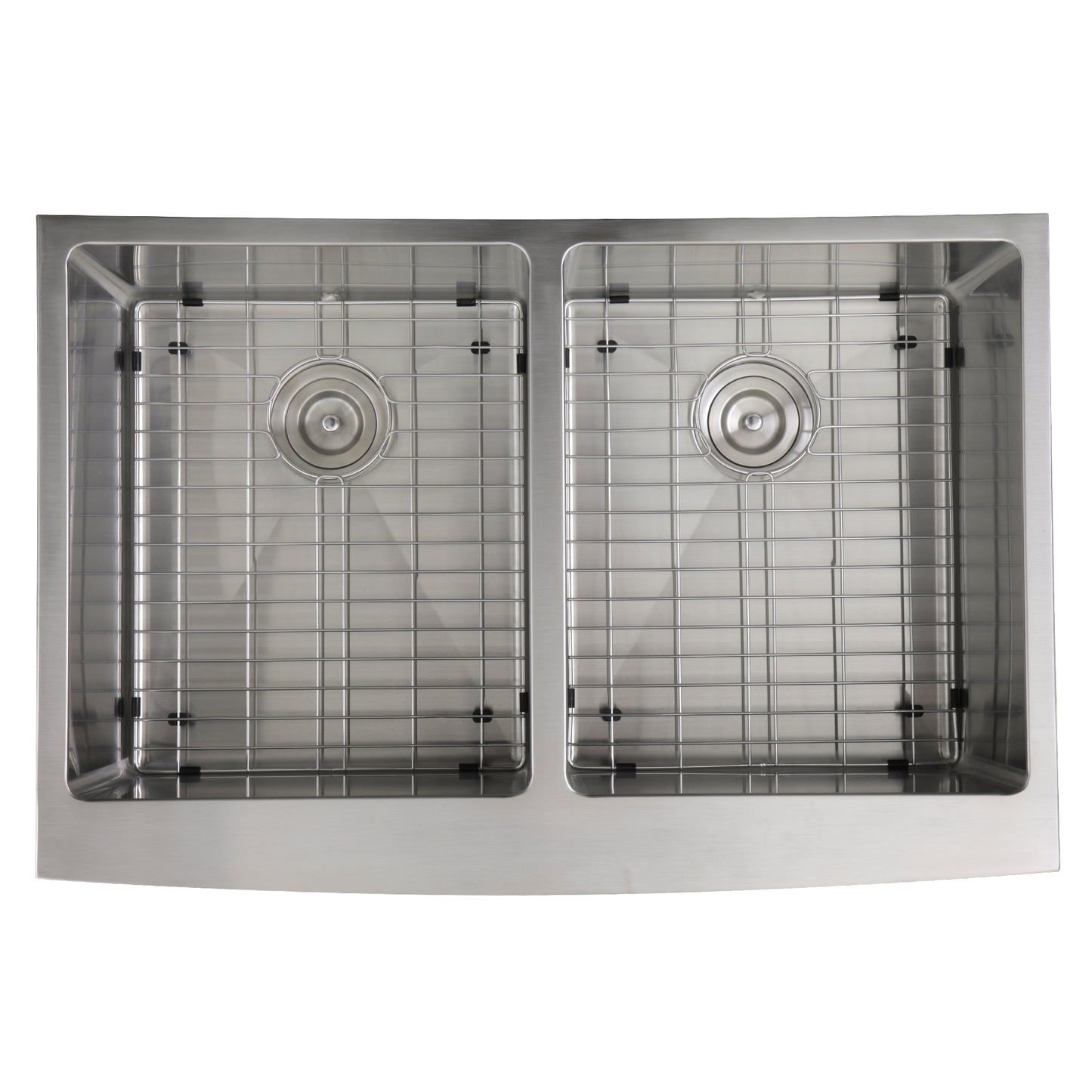 Nantucket Sinks Pro Series 33" Rectangle Undermount Brushed Satin Silver 304 Stainless Steel Double Bowl Farmhouse Apron Kitchen Sink