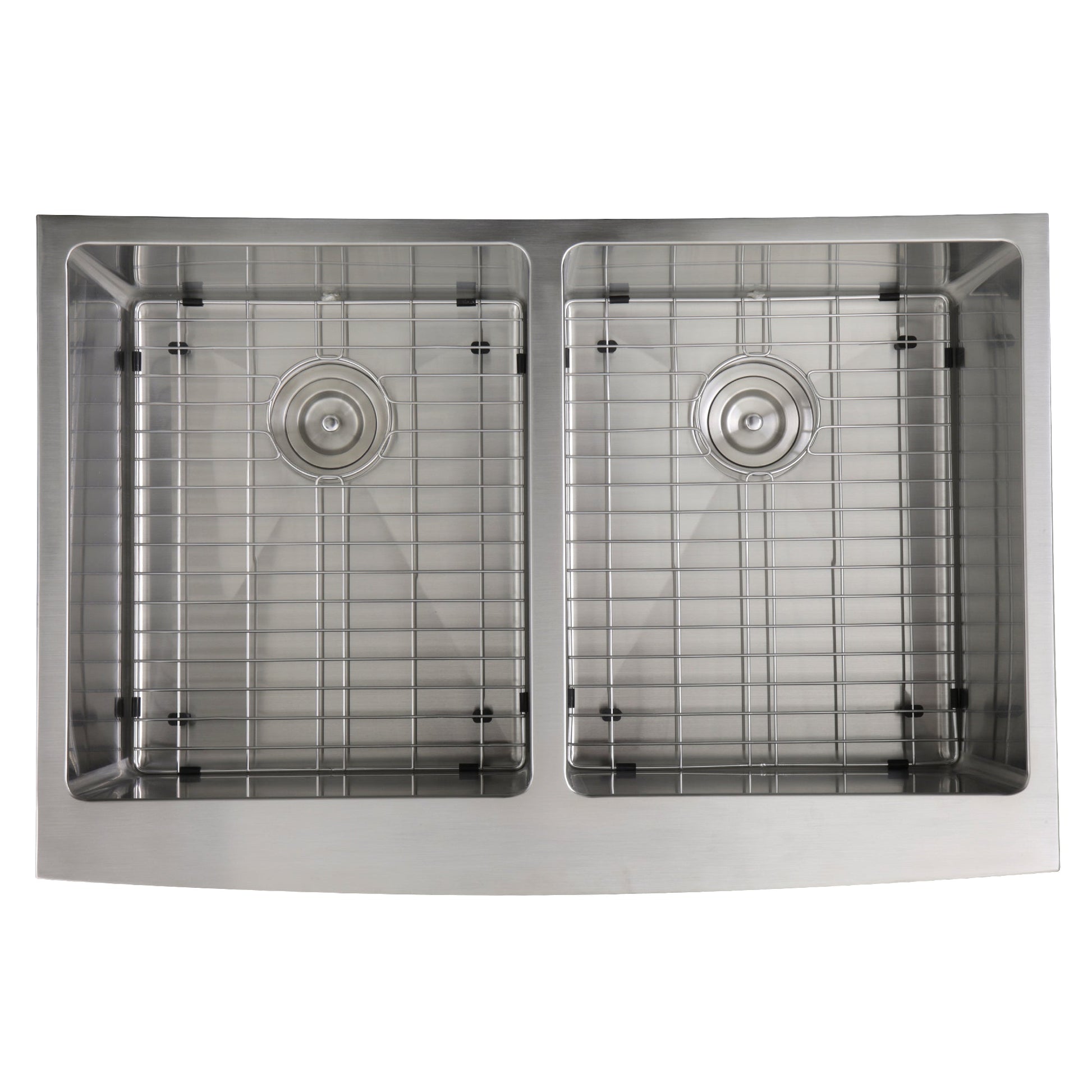Nantucket Sinks Pro Series 33" Rectangle Undermount Brushed Satin Silver 304 Stainless Steel Double Bowl Farmhouse Apron Kitchen Sink