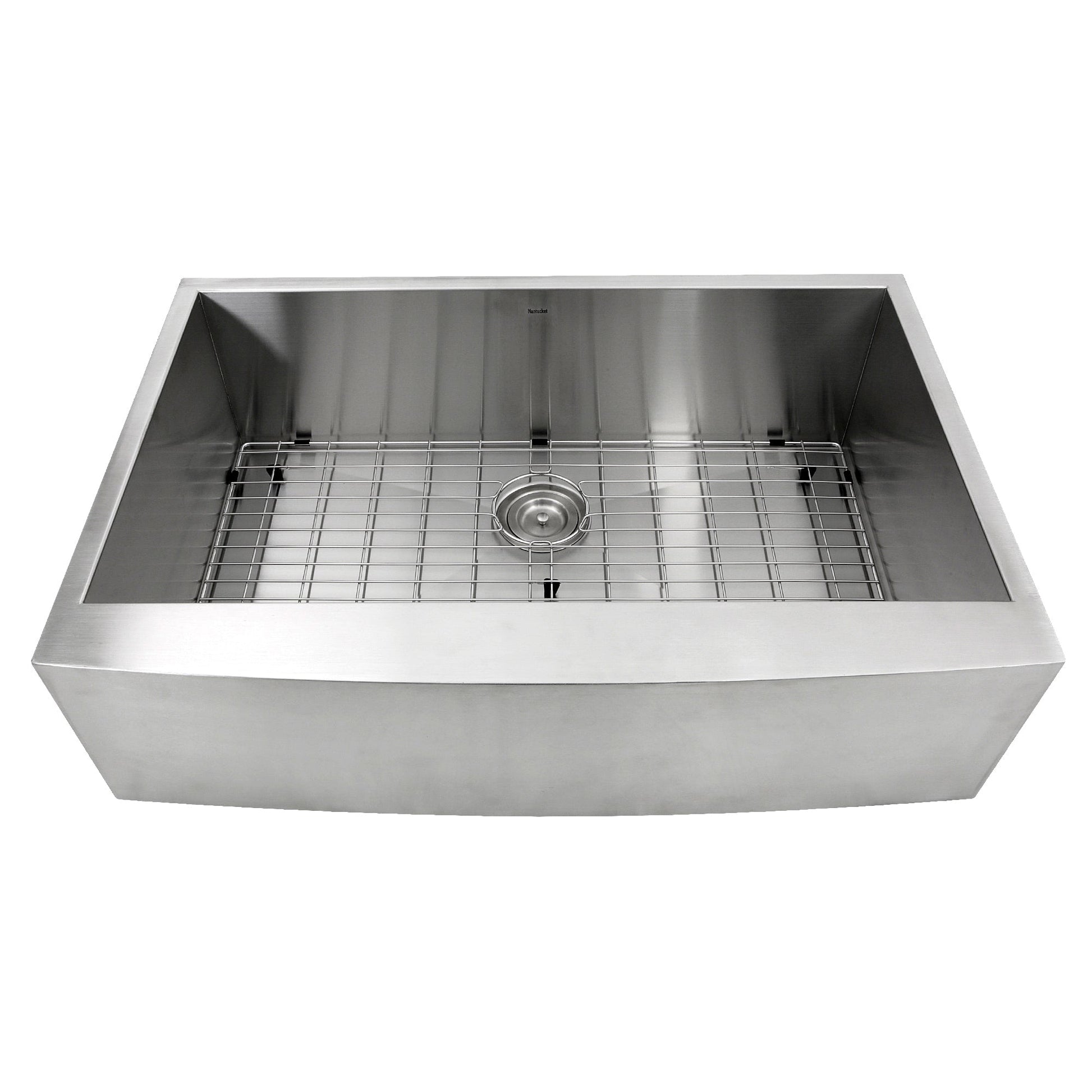 Nantucket Sinks Pro Series 33" Rectangle Undermount Brushed Satin Silver 304 Stainless Steel Single Bowl Farmhouse Apron Kitchen Sink