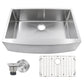 Nantucket Sinks Pro Series 33" Rectangle Undermount Brushed Satin Silver 304 Stainless Steel Single Bowl Small Radius Farmhouse Apron Kitchen Sink
