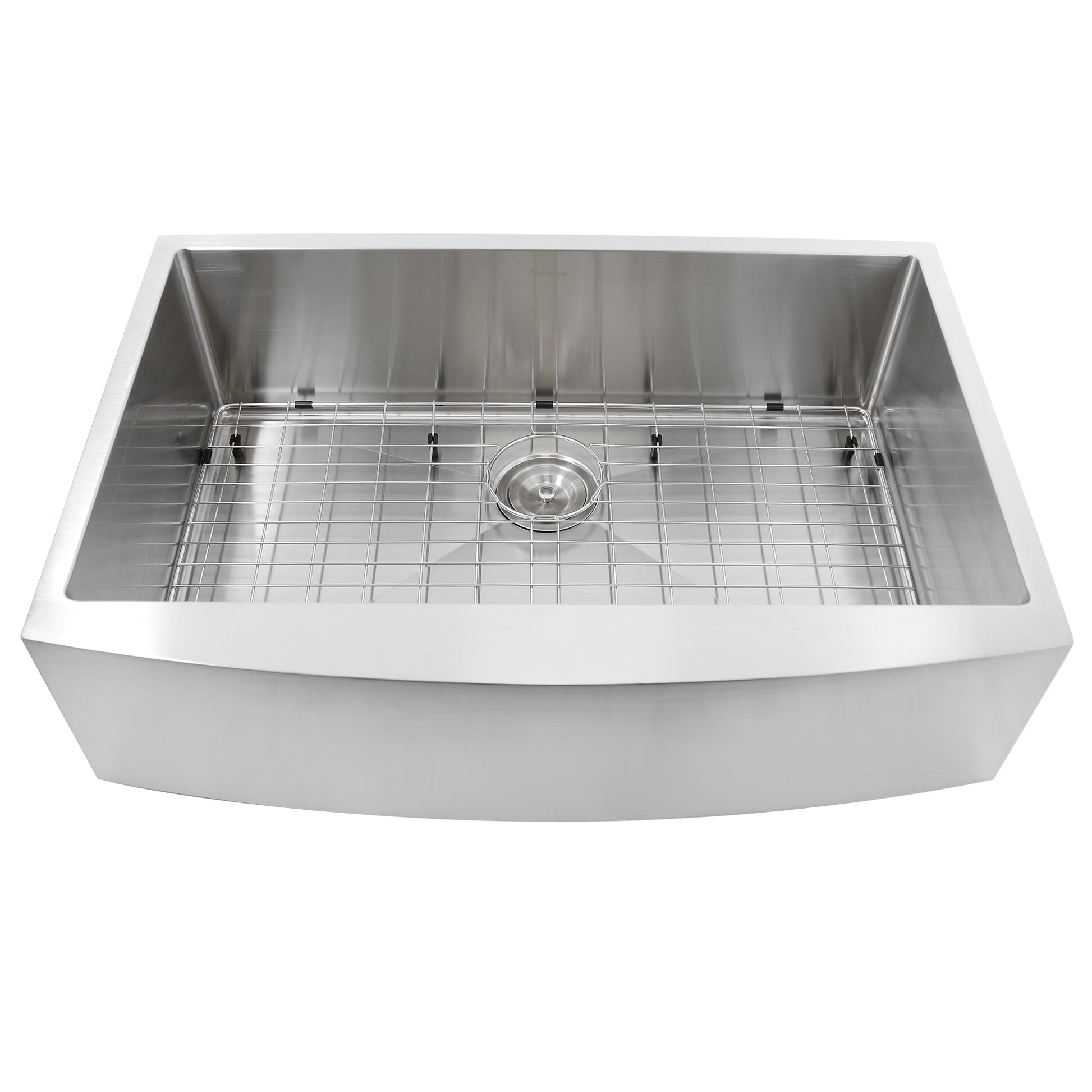 Nantucket Sinks Pro Series 33" Rectangle Undermount Brushed Satin Silver 304 Stainless Steel Single Bowl Small Radius Farmhouse Apron Kitchen Sink