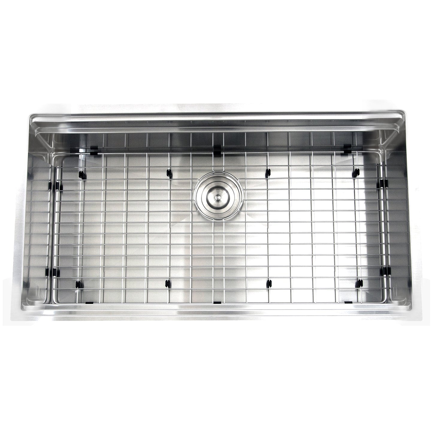Nantucket Sinks Pro Series 36" Rectangle Undermount Brushed Satin 304 Stainless Steel Large Prep Station Single Bowl Small Radius Kitchen Sink With Compatible Accessories