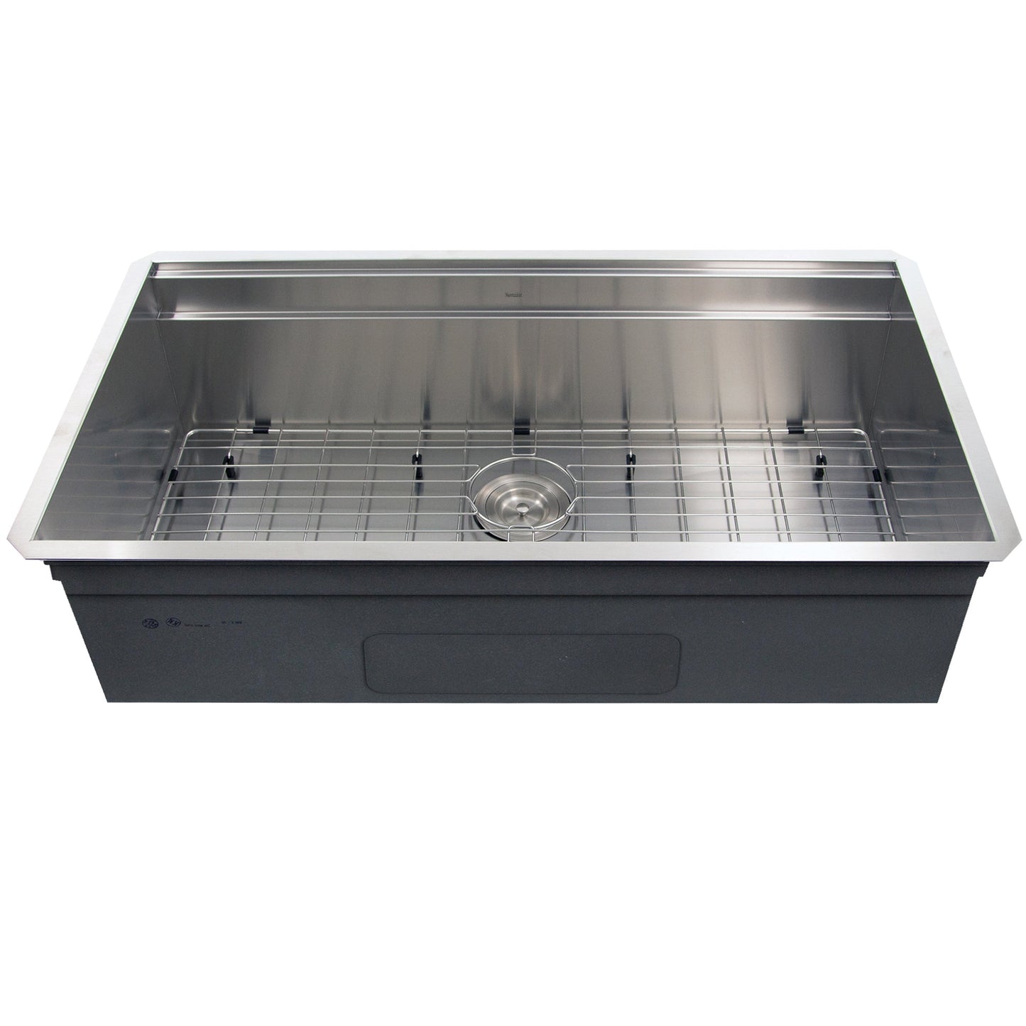 Nantucket Sinks Pro Series 36" Rectangle Undermount Brushed Satin 304 Stainless Steel Large Prep Station Single Bowl Zero Radius Kitchen Sink With Compatible Accessories