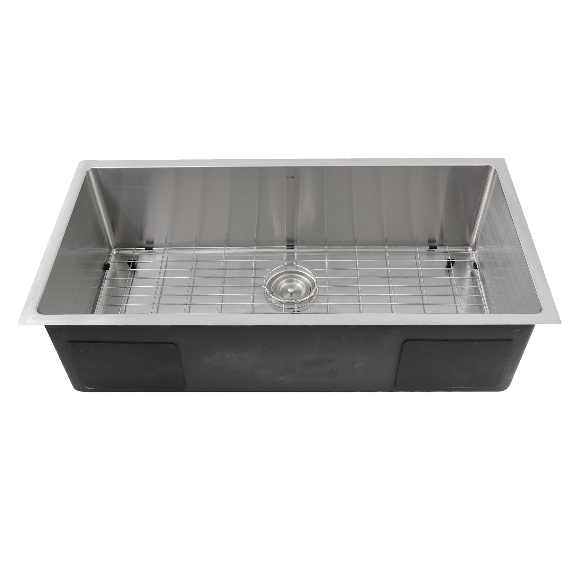 Nantucket Sinks Pro Series 36" Rectangle Undermount Brushed Satin Silver 304 Stainless Steel Single Bowl Small Radius Corners Kitchen Sink