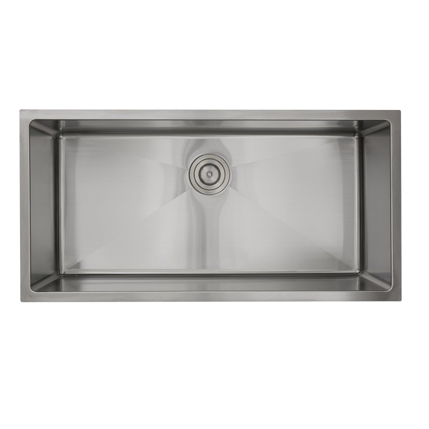 Nantucket Sinks Pro Series 36" Rectangle Undermount Brushed Satin Silver 304 Stainless Steel Single Bowl Small Radius Corners Kitchen Sink
