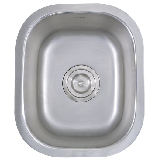 Nantucket Sinks Quidnet Collection 15" Rectangle Undermount Brushed Satin 304 Stainless Steel Single Bowl 18-Gauge Bar/Prep Sink