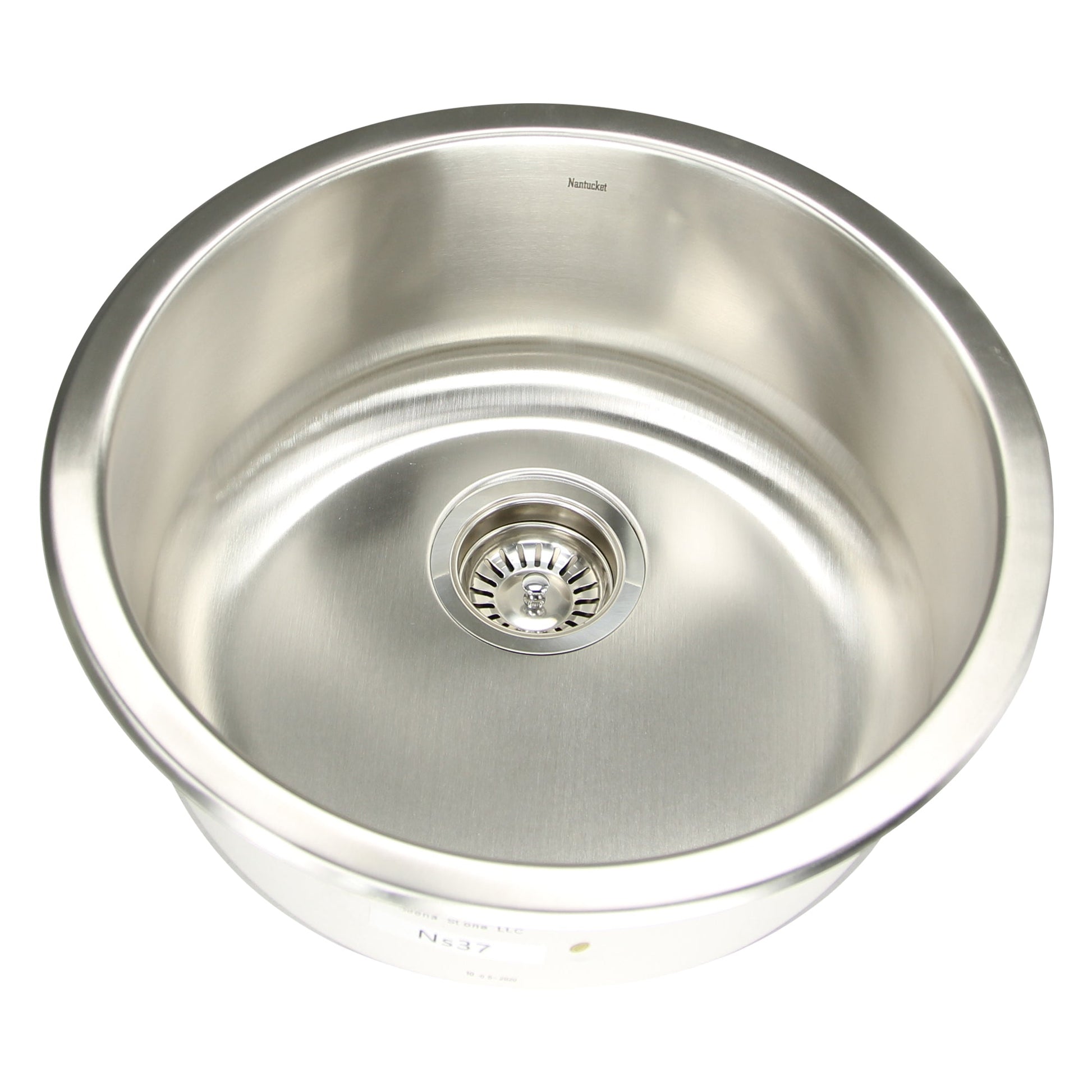 Nantucket Sinks Quidnet Collection 18" Round Undermount or topmount Brushed Satin 304 Stainless Steel Single Bowl 18-Gauge Bar/Prep Sink