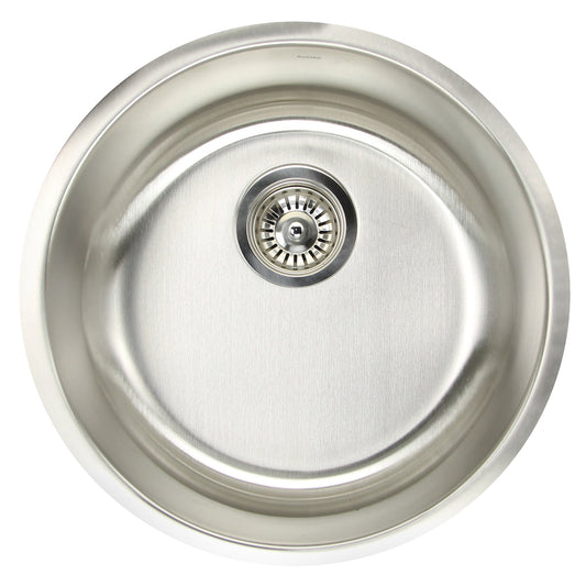 Nantucket Sinks Quidnet Collection 18" Round Undermount or topmount Brushed Satin 304 Stainless Steel Single Bowl 18-Gauge Bar/Prep Sink