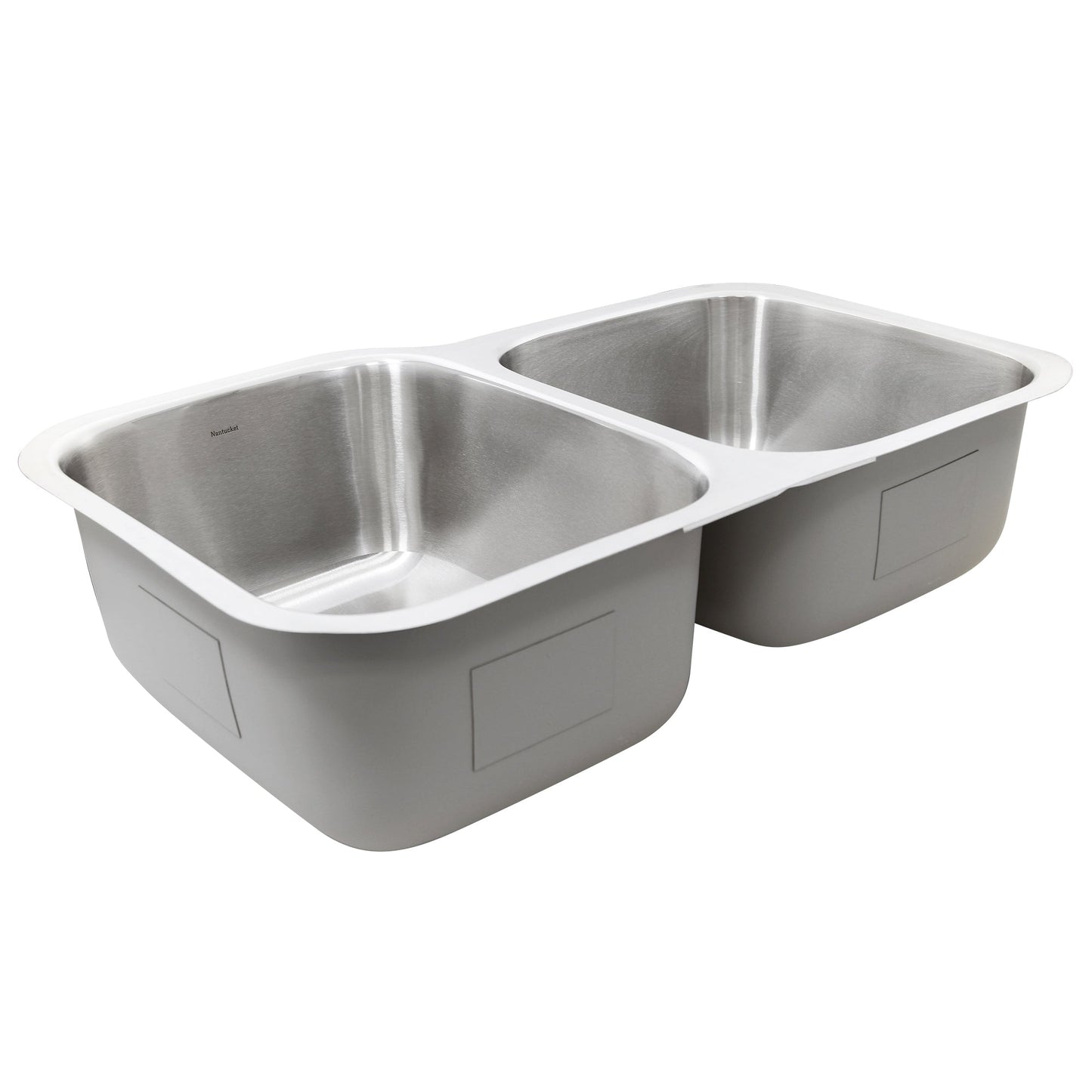 Nantucket Sinks Quidnet Collection 32" Irregular Undermount Brushed Satin Silver 304 Stainless Steel 60/40 Double Bowl 18-Gauge Kitchen Sink