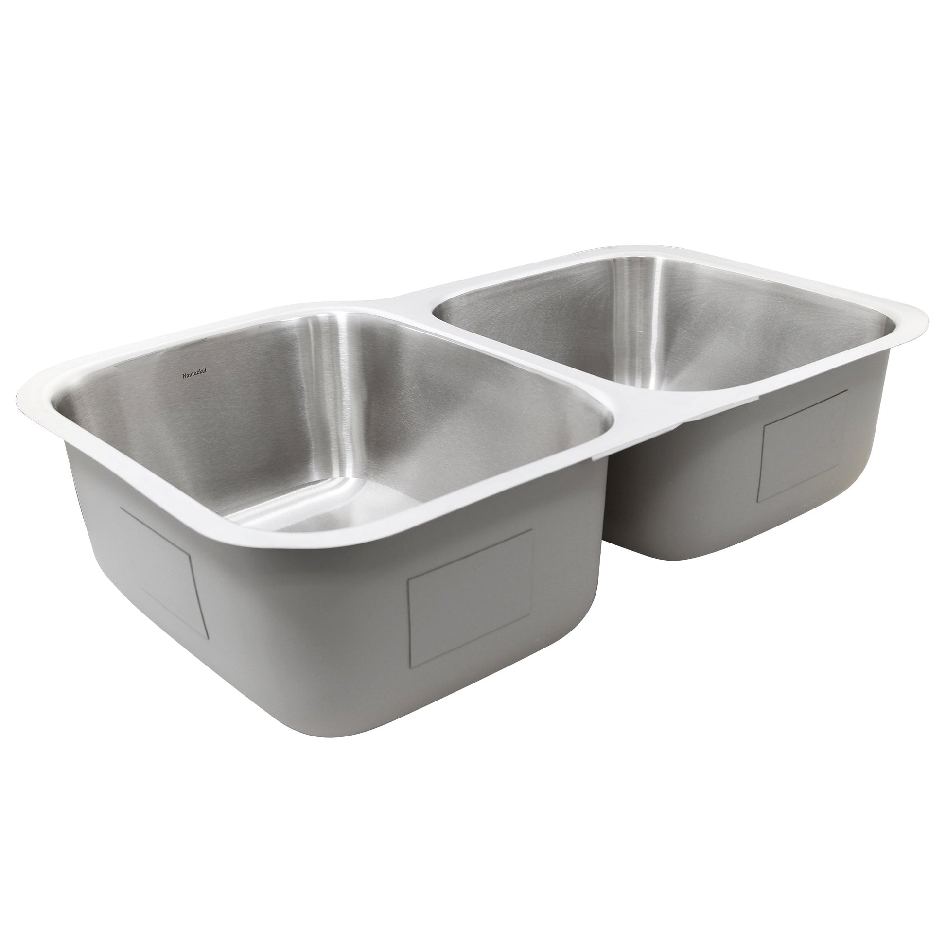 Nantucket Sinks Quidnet Collection 32" Irregular Undermount Brushed Satin Silver 304 Stainless Steel 60/40 Double Bowl 18-Gauge Kitchen Sink